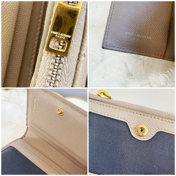 SAINT LAURENT CASSANDRE MATELASSÉ BI-FOLD WALLET Dark Beige - Picture 14 of 15